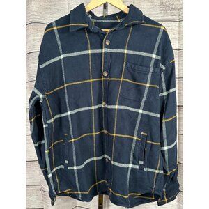 Goodfellow & Co Men’s Heavyweight Flannel Shacket Navy Plaid Button Up L